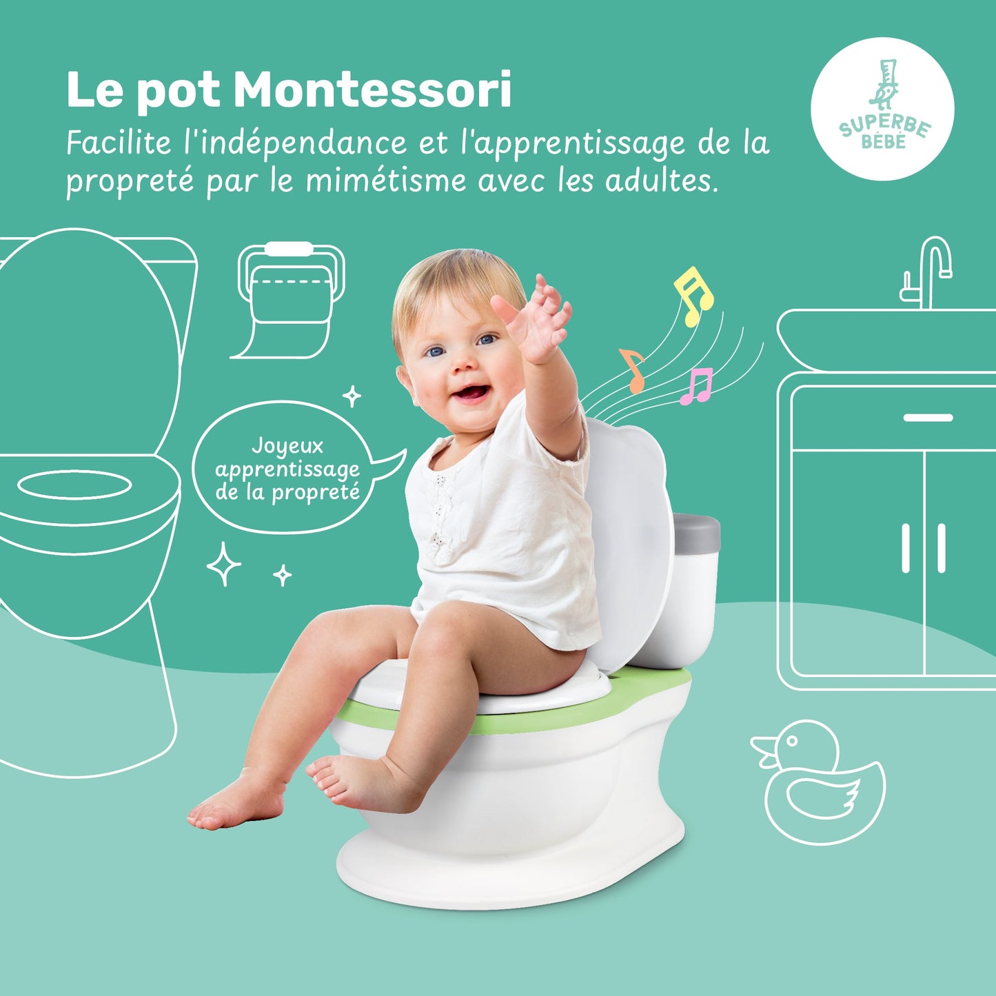 Pot d'apprentissage de la propreté avec bruit de chasse