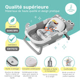 Baignoire bébé pliable compacte DINO – Coussin & thermomètre inclus