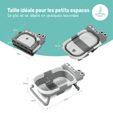Baignoire bébé pliable compacte DINO – Coussin & thermomètre inclus