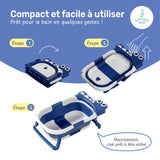 Baignoire bébé pliable compacte DINO – Coussin & thermomètre inclus