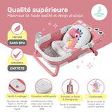Baignoire bébé pliable compacte DINO – Coussin & thermomètre inclus