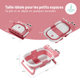 Baignoire bébé pliable compacte DINO – Coussin & thermomètre inclus