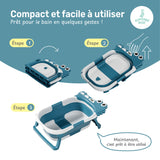 Baignoire bébé pliable compacte DINO – Coussin & thermomètre inclus