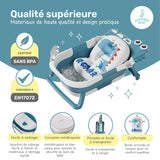Baignoire bébé pliable compacte DINO – Coussin & thermomètre inclus