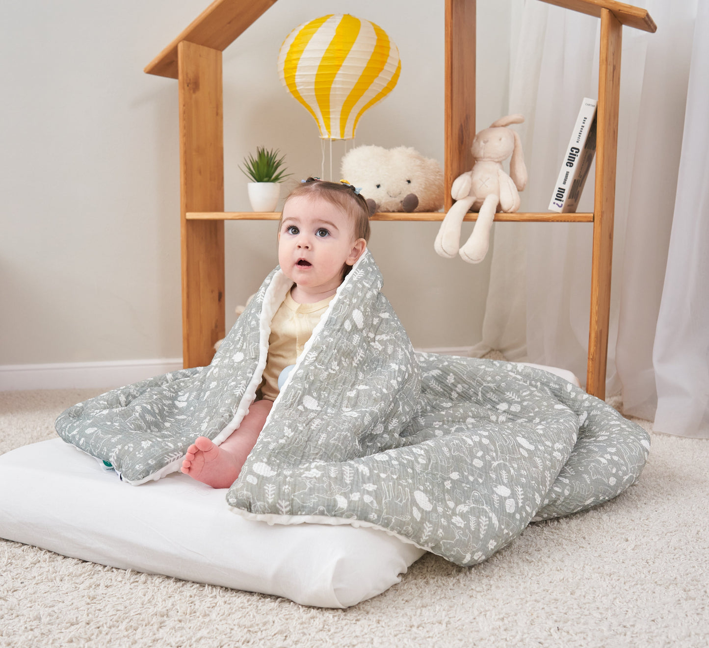 Couverture enfant en gaze de coton Oeko-Tex et minky