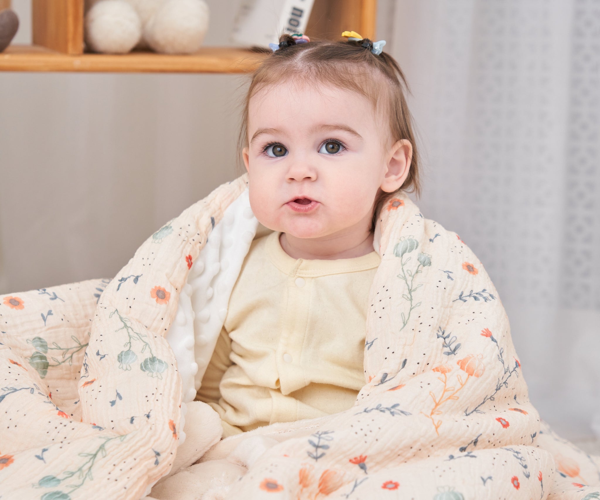 Couverture enfant en gaze de coton Oeko-Tex et minky