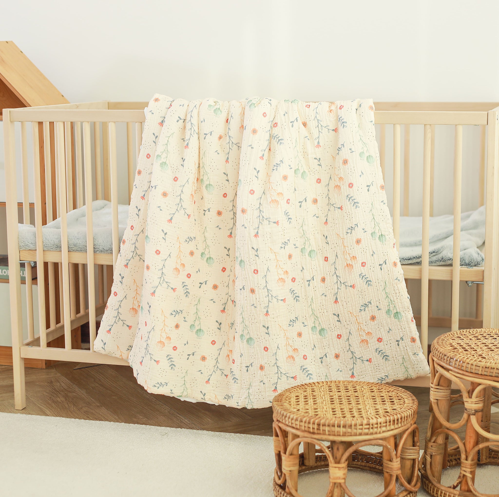 Couverture enfant en gaze de coton Oeko-Tex et minky
