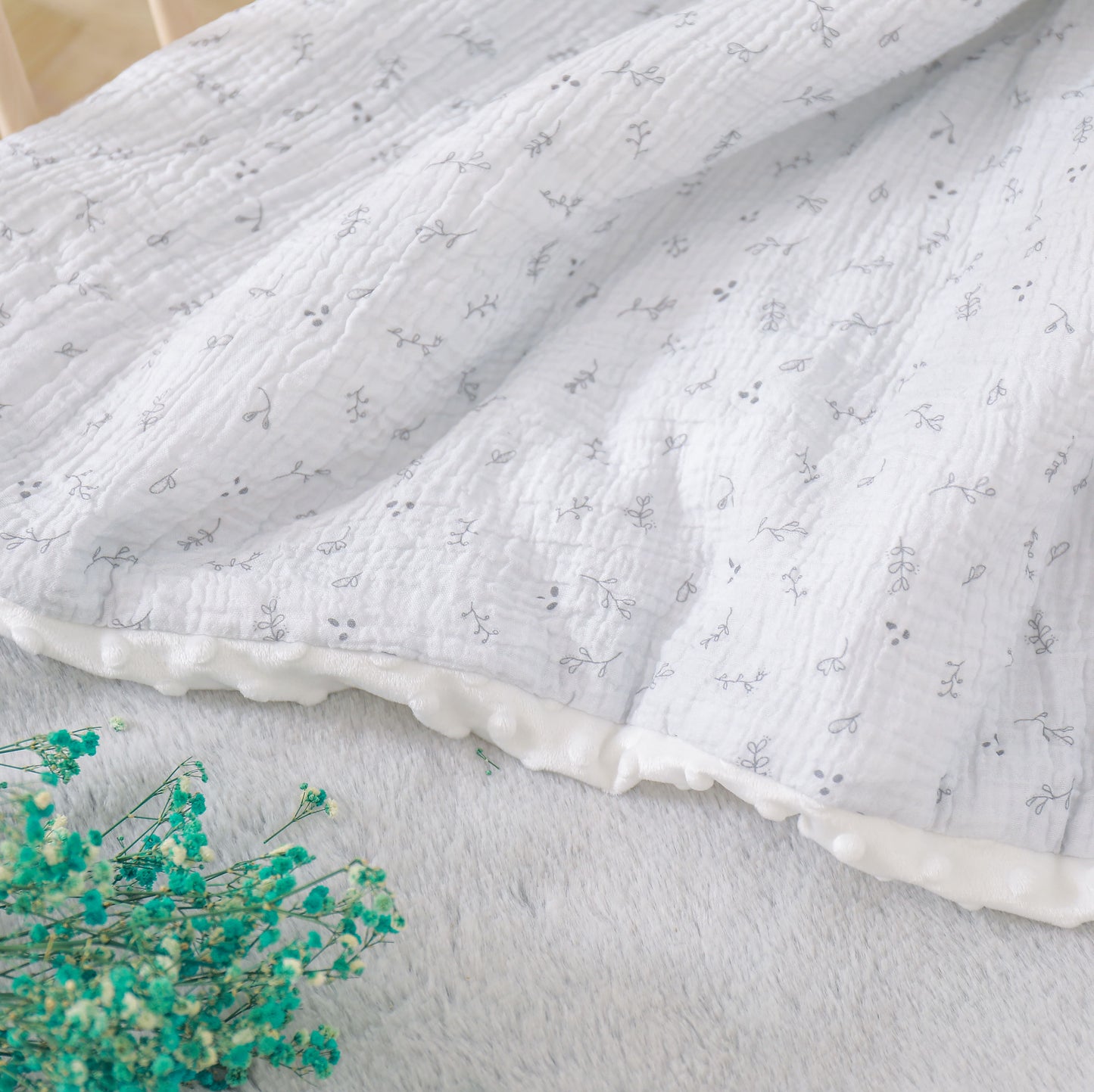 Couverture enfant en gaze de coton Oeko-Tex et minky