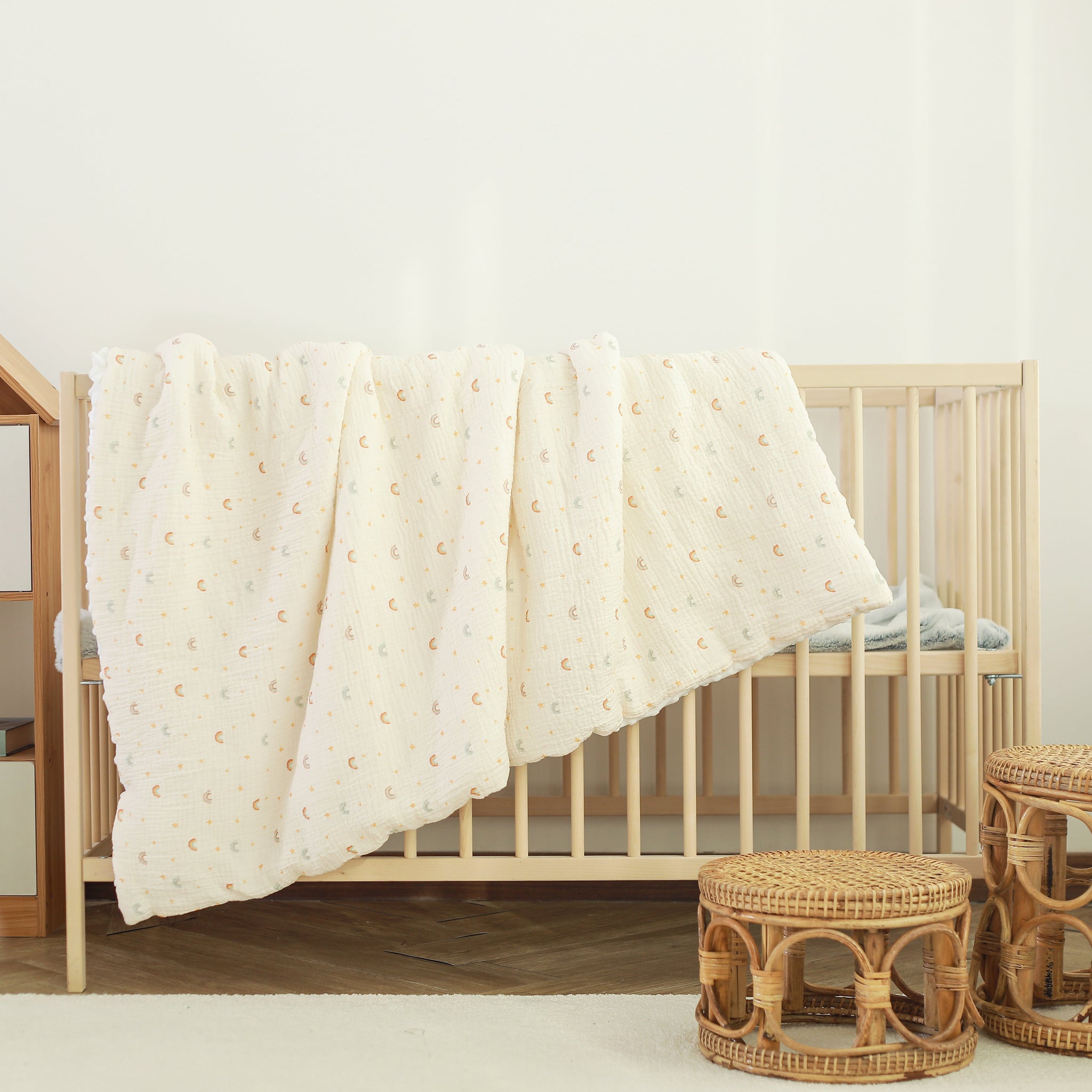 Couverture enfant en gaze de coton Oeko-Tex et minky