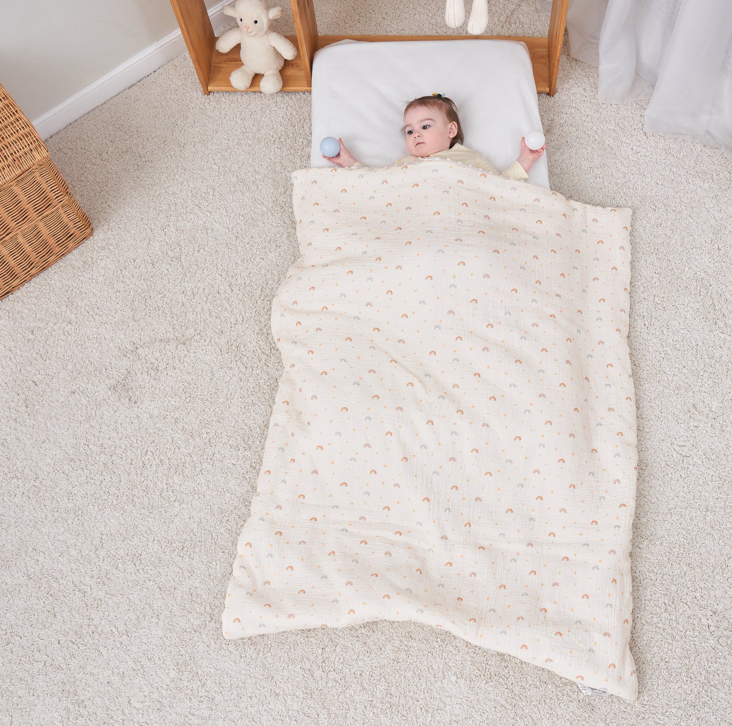 Couverture enfant en gaze de coton Oeko-Tex et minky