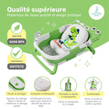 Baignoire bébé pliable compacte DINO – Coussin & thermomètre inclus