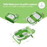 Baignoire bébé pliable compacte DINO – Coussin & thermomètre inclus