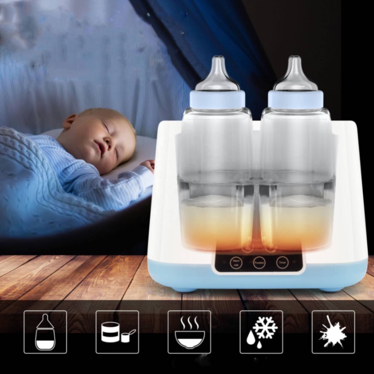 Smart 4-Bottle Baby Bottle Warmer and Steam Sterilizer (All-in-One Feeding Station)