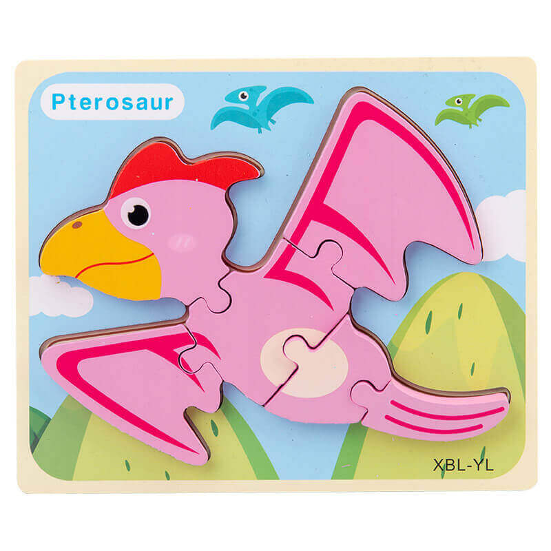 Puzzle 3D Dinosaure en Bois (Jouet Montessori)