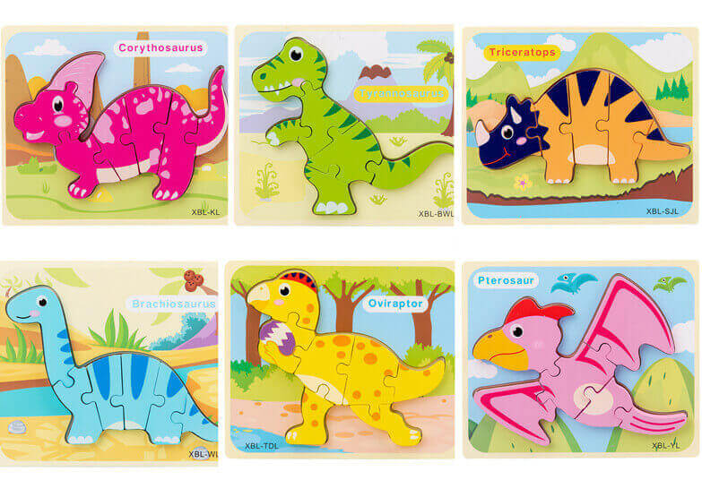 Puzzle 3D Dinosaure en Bois (Jouet Montessori)
