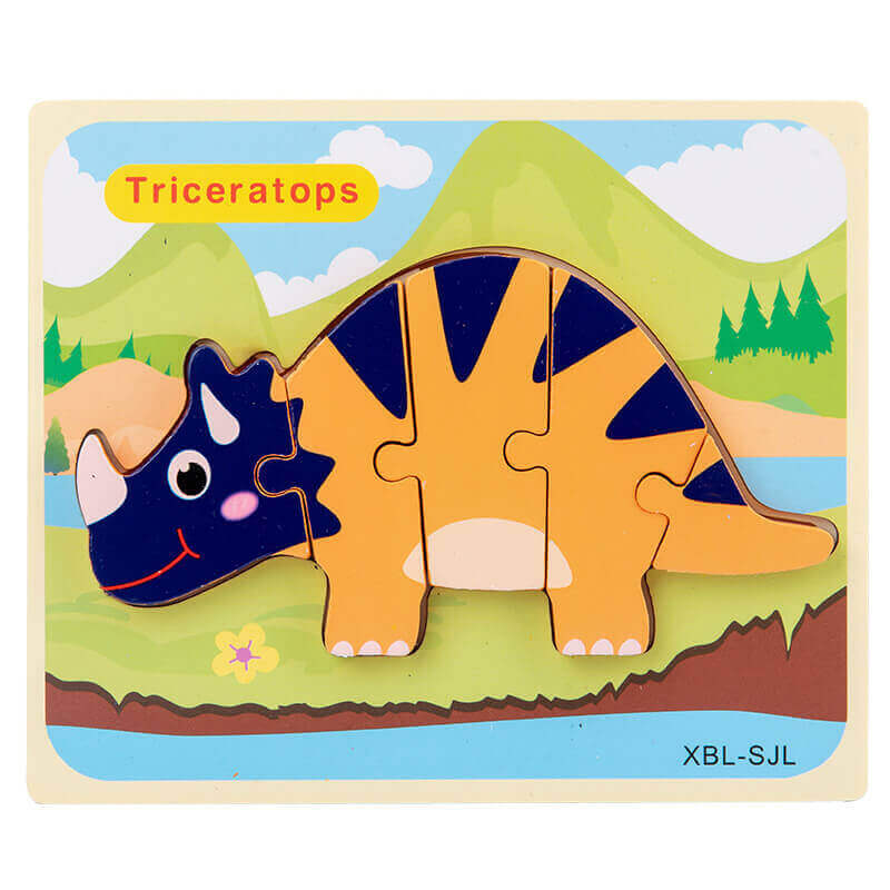 Puzzle 3D Dinosaure en Bois (Jouet Montessori)