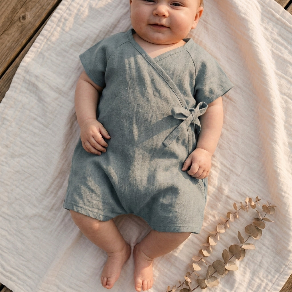 Barboteuse Été Bébé Kimono en Lin