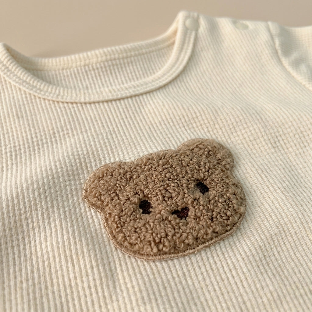 Ensemble Barboteuse + Bonnet Bébé Ourson