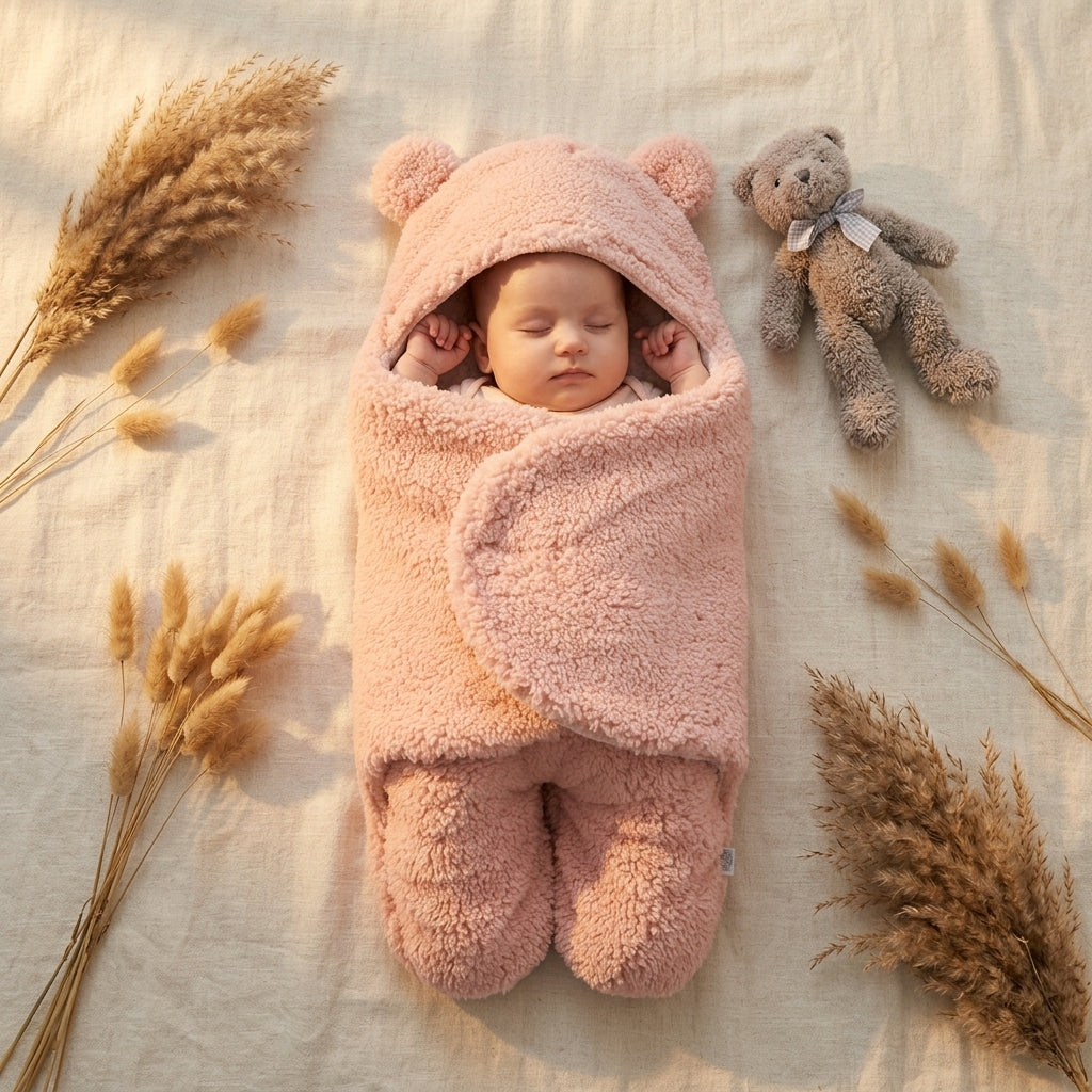 Nid d'ange Bébé - Couverture Polaire Ourson Hiver