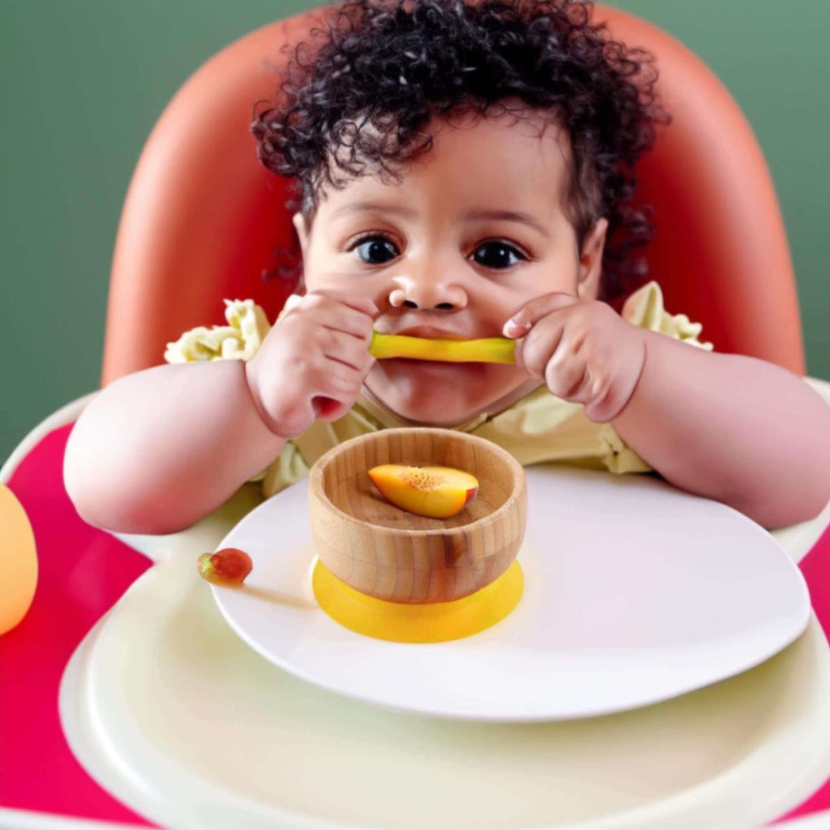 Ensemble d'Assiette à Ventouse en Bambou Biologique BambinoGrip™ (Bol d'Alimentation BLW avec Cuillère)