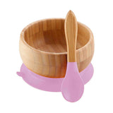 Ensemble d'Assiette à Ventouse en Bambou Biologique BambinoGrip™ (Bol d'Alimentation BLW avec Cuillère)