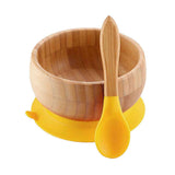 Ensemble d'Assiette à Ventouse en Bambou Biologique BambinoGrip™ (Bol d'Alimentation BLW avec Cuillère)