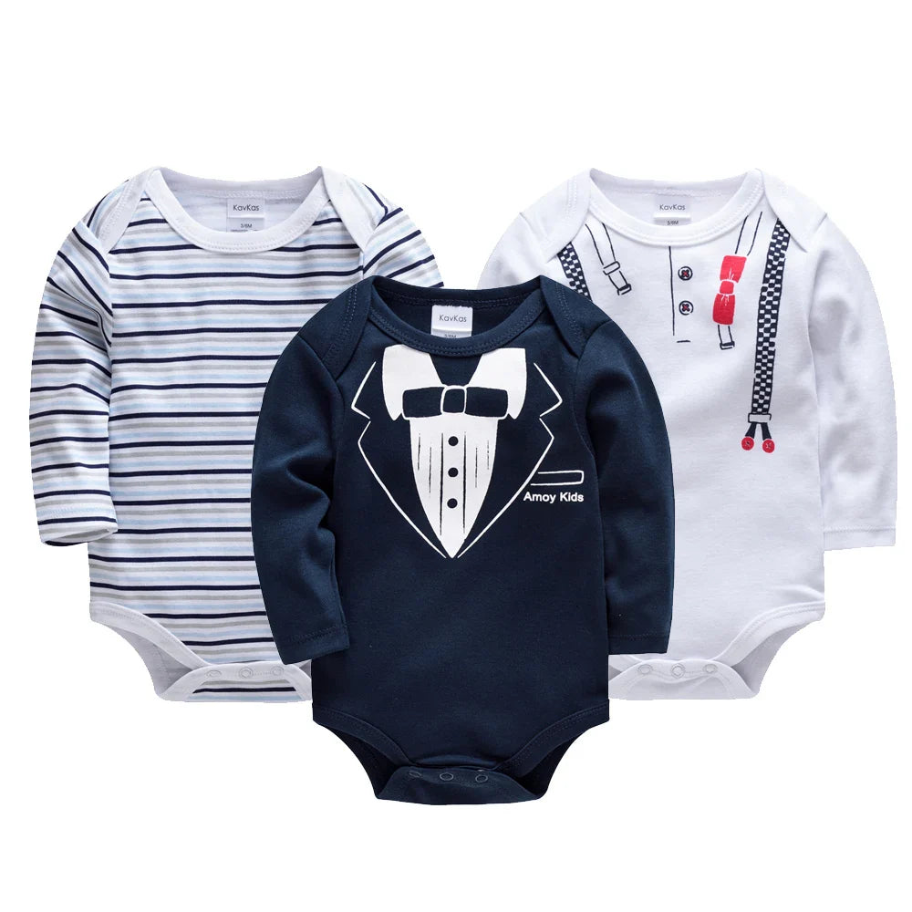 Barboteuse bébé à manches longues | Pack de 3