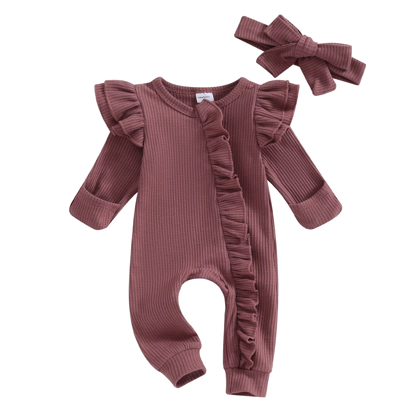 Barboteuse bebe à nœud pour fille