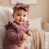 Barboteuse bebe à nœud pour fille