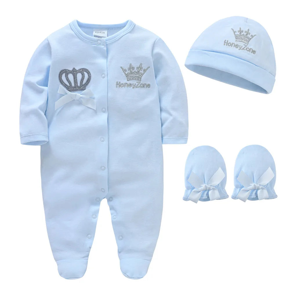 Baby romper with hat and mittens