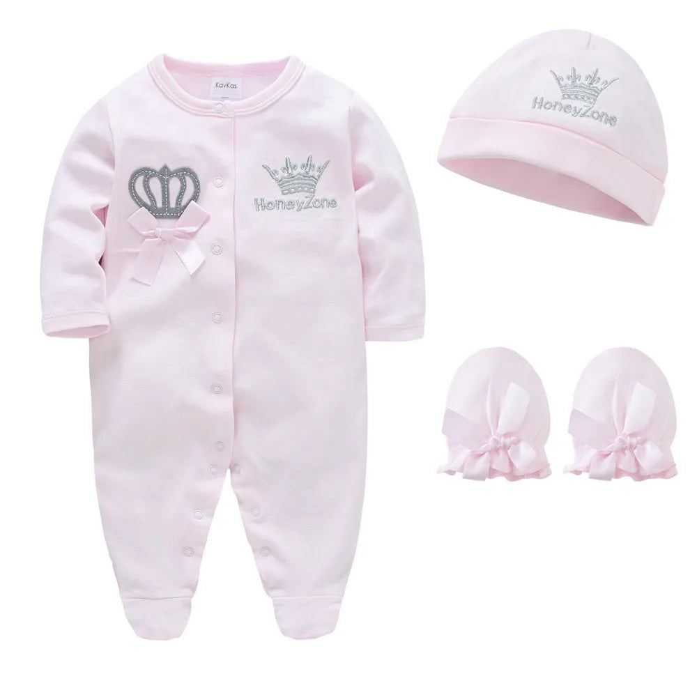 Baby romper with hat and mittens