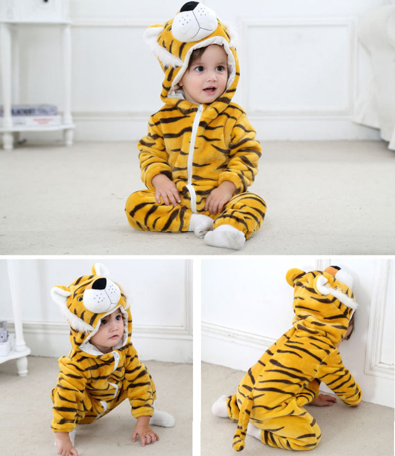Tutina da Neonato con Cappuccio e Adorabili Motivi Animali