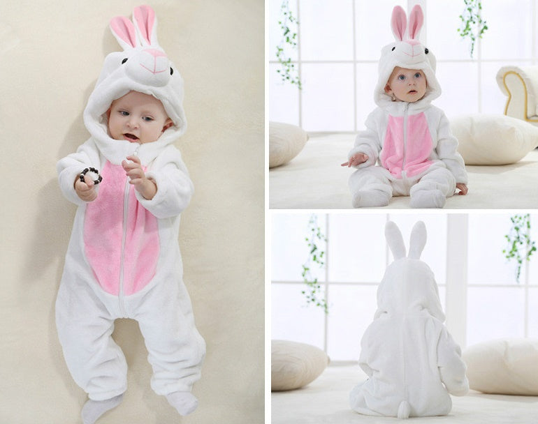 Tutina da Neonato con Cappuccio e Adorabili Motivi Animali
