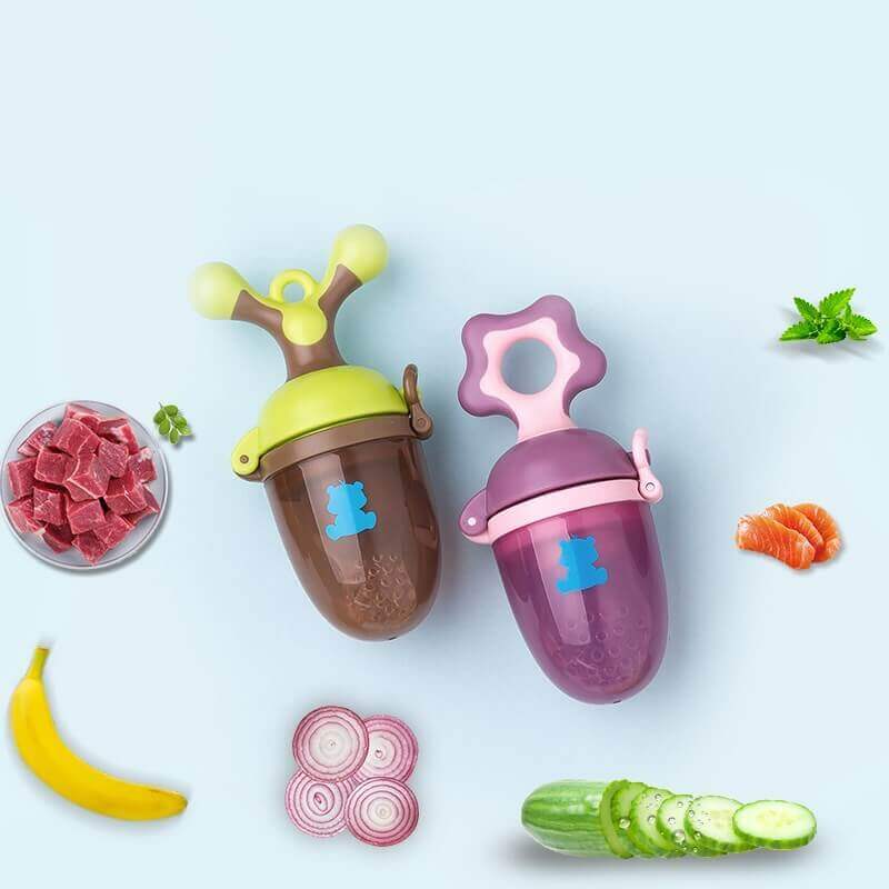 Bite Buddy™ 2-en-1 Distributeur de Nourriture Fraîche & Anneau de Dentition (Sucette en Silicone Sûre)