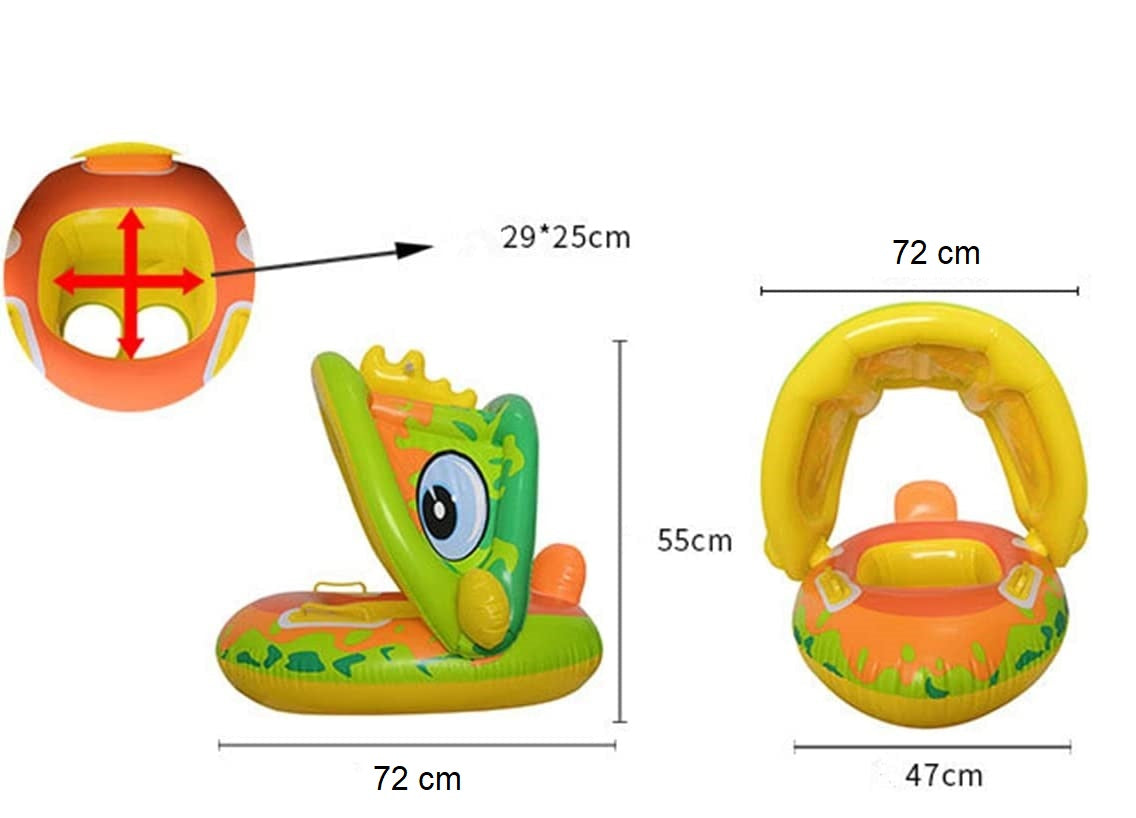Inflatable Baby Float with Unicorn and Dinosaur Canopy