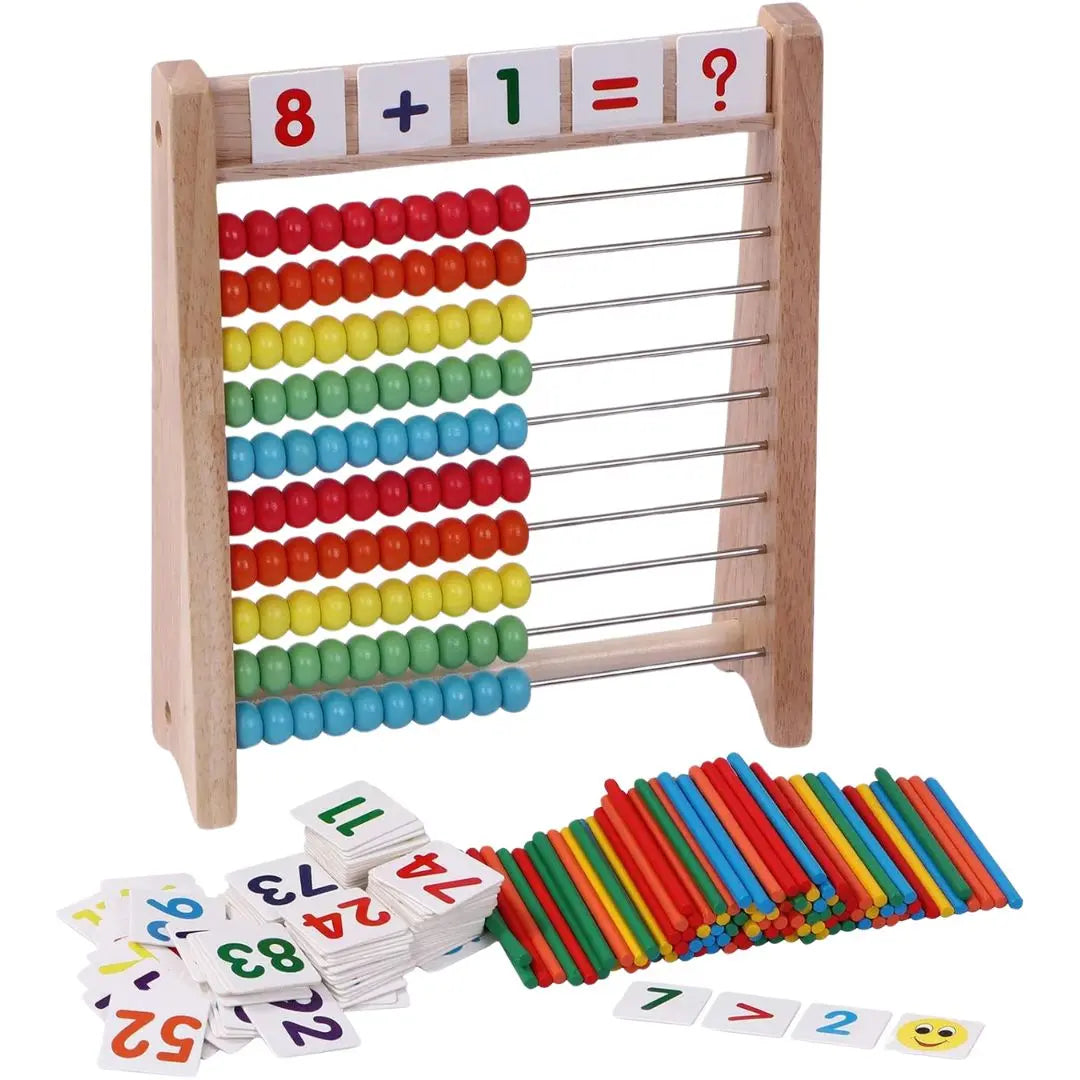 Montessori Wooden Educational Abacus with Cards and Sticks - Woodikids™