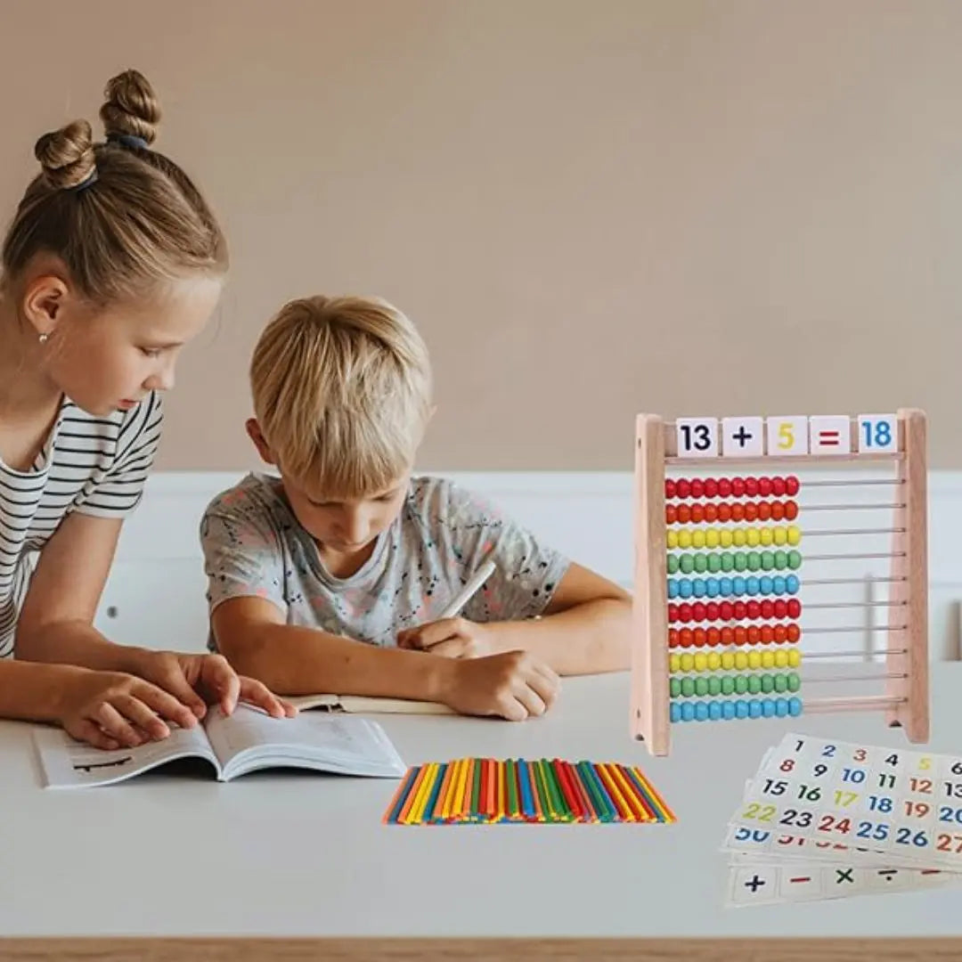 Montessori Wooden Educational Abacus with Cards and Sticks - Woodikids™