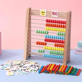 Montessori Wooden Educational Abacus with Cards and Sticks - Woodikids™