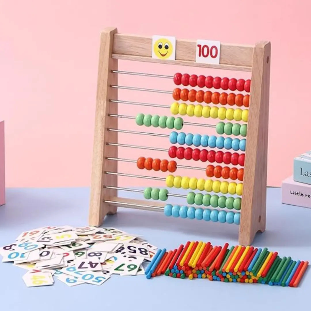 Montessori Wooden Educational Abacus with Cards and Sticks - Woodikids™