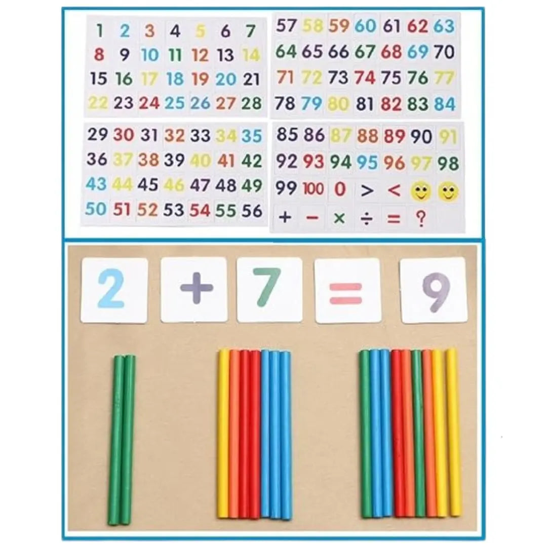 Montessori Wooden Educational Abacus with Cards and Sticks - Woodikids™