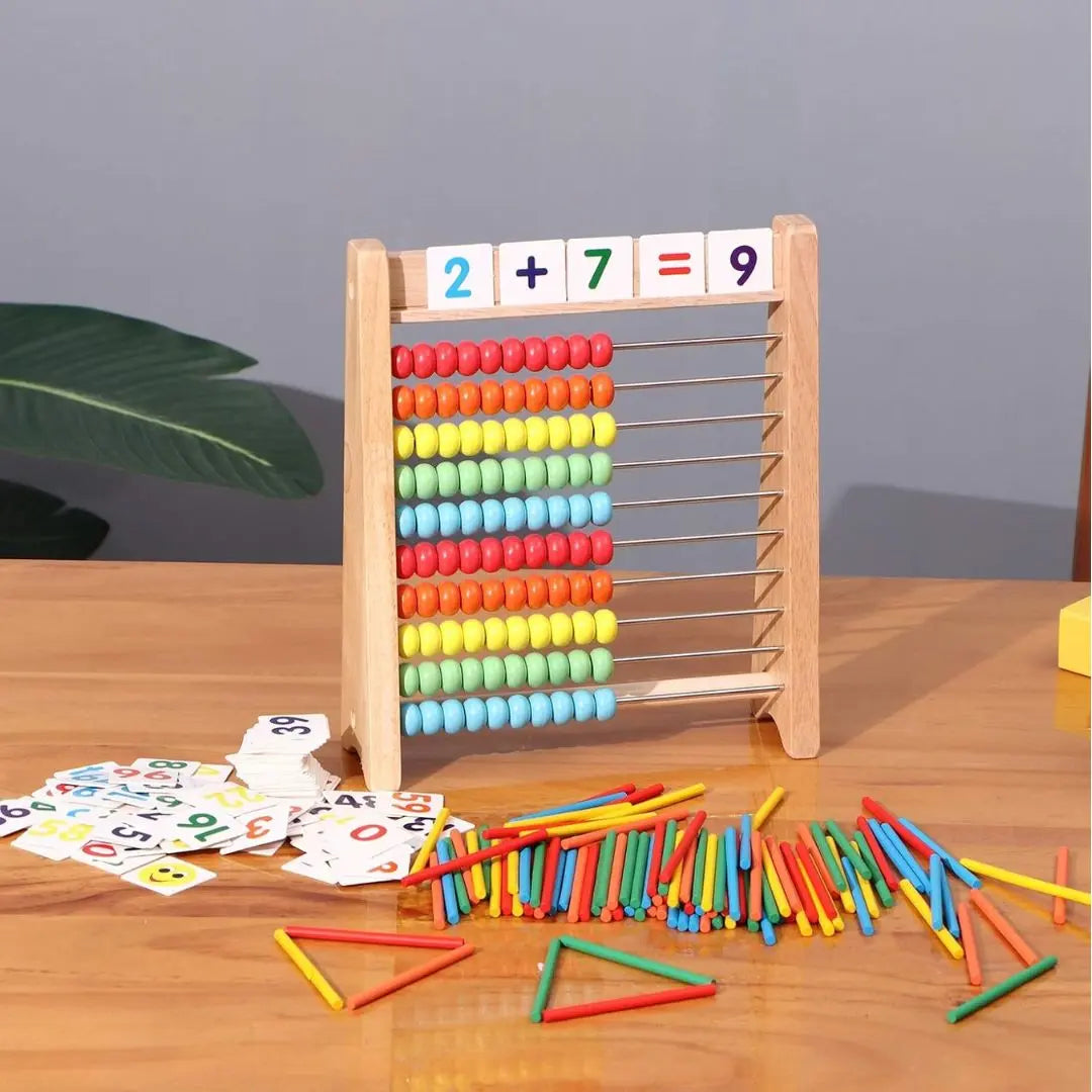 Montessori Wooden Educational Abacus with Cards and Sticks - Woodikids™