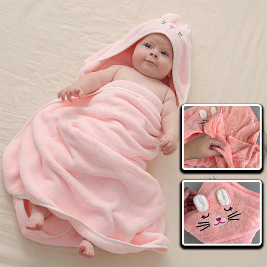 Cape de bain bébé | DadaZoo™ CHAT ROSE