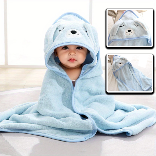 Cape de bain bébé | DadaZoo™ CHIEN BLEU
