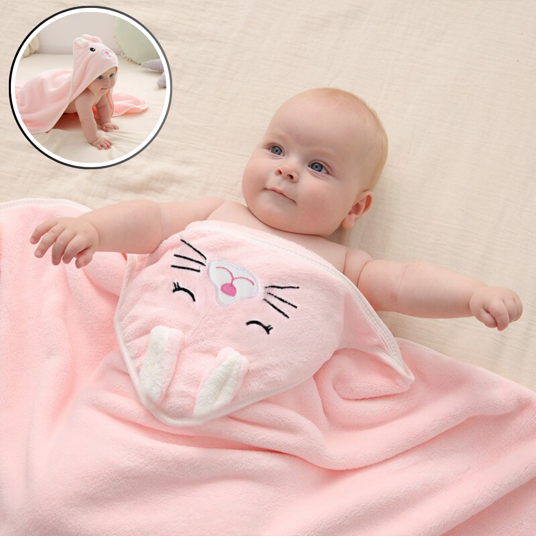 Cape de bain bébé | DadaZoo™ CHAT ROSE