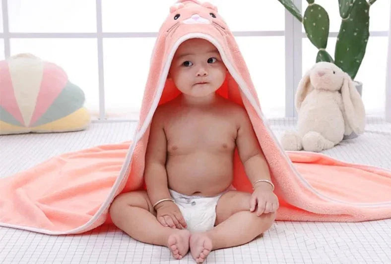 Animal-Patterned Baby Bath Cape