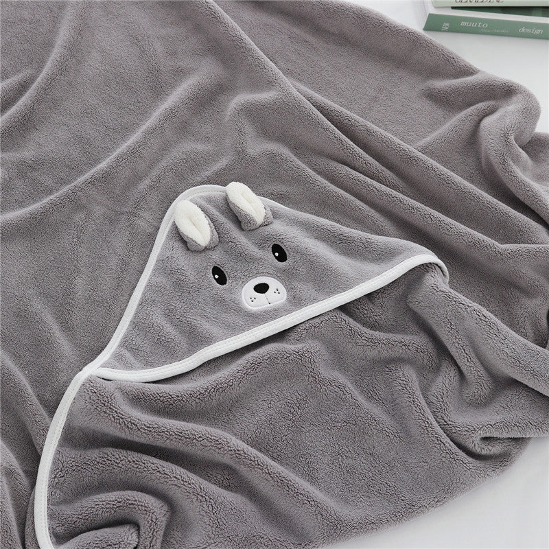 Animal-Patterned Baby Bath Cape