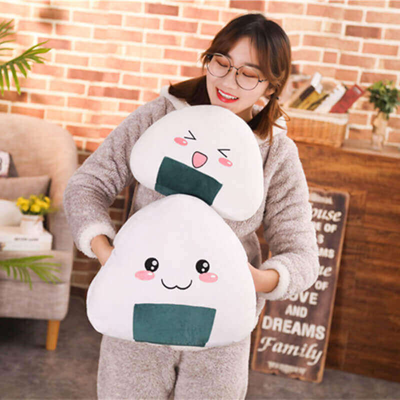 Cuscino di Peluche a Palla di Riso Kawaii (Morbido Cuscino Anime & Scaldamani)