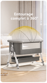 3-in-1 Baby Bedside Sleeper with Wheels for Babies 0-36 Months
