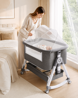 3-in-1 Baby Bedside Sleeper with Wheels for Babies 0-36 Months
