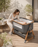 3-in-1 Baby Bedside Sleeper with Wheels for Babies 0-36 Months